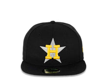 Load image into Gallery viewer, Houston Astros New Era MLB 59FIFTY 5950 Fitted Cap Hat Black Crown/Visor Gray/Yellow Logo