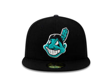 Load image into Gallery viewer, Cleveland Indians New Era MLB 59FIFTY 5950 Fitted Cap Hat Black Crown/Visor Blue/White Logo 
