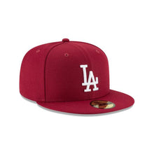 Load image into Gallery viewer, Los Angeles Dodgers New Era MLB 59Fifty 5950 Fitted Cap Hat Cardinal Crown/Visor White Logo