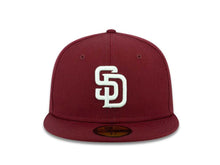 Load image into Gallery viewer, San Diego Padres New Era MLB 59FIFTY 5950 Fitted Cap Hat Cardinal Crown/Visor White Logo