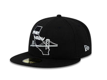Load image into Gallery viewer, THe Bay New Era 59FIFTY 5950 Fitted Cap Hat Black Crown/Visor Black/White Logo