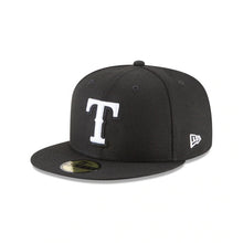 Load image into Gallery viewer, Texas Rangers New Era 59FIFTY 5950 Fitted Cap Hat Black Crown/Visor White Logo
