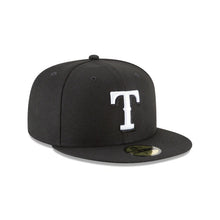 Load image into Gallery viewer, Texas Rangers New Era 59FIFTY 5950 Fitted Cap Hat Black Crown/Visor White Logo