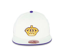 Load image into Gallery viewer, Los Angeles Kings NHL Mitchell & Ness Fitted Cap Hat White Crown/Visor Yellow/Purple/White “Crown” Vintage Old School Logo