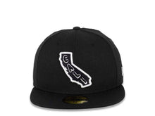 Load image into Gallery viewer, CALI CALIfornia New Era 59FIFTY 5950 Fitted Cap Hat Black Crown/Visor Black/White Map Logo