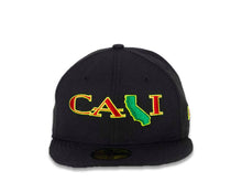 Load image into Gallery viewer, CALI CALIfornia New Era 59FIFTY 5950 Fitted Cap Hat Black Crown/Visor Red/Yellow/Green Raster CALI Script Logo with Map