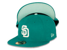 Load image into Gallery viewer, San Diego Padres New Era MLB 59FIFTY 5950 Fitted Cap Hat Aqua Crown/Visor White/Light Teal Logo Light Teal UV