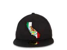 Load image into Gallery viewer, CaliMex New Era 59FIFTY 5950 Fitted Cap Hat Black Crown/Visor Mexico Flag Inside California State Map Logo