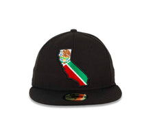 Load image into Gallery viewer, CaliMex New Era 59FIFTY 5950 Fitted Cap Hat Black Crown/Visor Mexico Flag Inside California State Map Logo