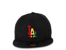 Load image into Gallery viewer, Los Angeles Dodgers New Era MLB 59FIFTY 5950 Cap Hat Black Crown/Visor Green/Yellow/Red Rasta Logo