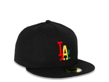 Load image into Gallery viewer, Los Angeles Dodgers New Era MLB 59FIFTY 5950 Cap Hat Black Crown/Visor Green/Yellow/Red Rasta Logo