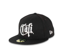 Load image into Gallery viewer, CALI CALIfornia New Era 59FIFTY 5950 Fitted Cap Hat Black Crown/Visor White Script Logo