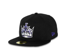 Load image into Gallery viewer, Los Angeles Kings New Era NHL 59FIFTY 5950 Fitted Cap Hat Black Crown/Visor White/Purple “Crown” Vintage Old School Logo