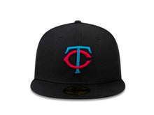 Load image into Gallery viewer, Minnesota Twins New Era MLB 59FIFTY 5950 Fitted Cap Hat Black Crown/Visor Blue/Red Logo