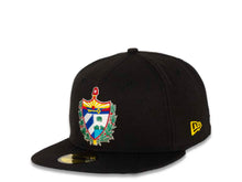 Load image into Gallery viewer, Cuba New Era 59FIFTY 5950 Fitted Cap Hat Black Crown/Visor Blue/White/Yellow Cuba Flag Crest Logo