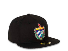 Load image into Gallery viewer, Cuba New Era 59FIFTY 5950 Fitted Cap Hat Black Crown/Visor Blue/White/Yellow Cuba Flag Crest Logo