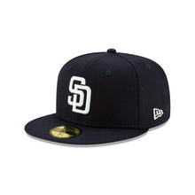 Load image into Gallery viewer, San Diego Padres New Era MLB 59FIFTY 5950 Fitted Cap Hat Navy Crown/Visor White Logo