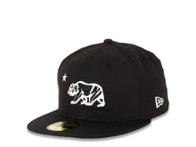 Load image into Gallery viewer, California New Era 59FIFTY 5950 Fitted Cap Hat Black Crown/Visor Black/White Bear Logo