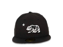 Load image into Gallery viewer, California New Era 59FIFTY 5950 Fitted Cap Hat Black Crown/Visor Black/White Bear Logo