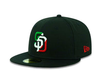 Load image into Gallery viewer, San Diego Padres New Era MLB 59FIFTY 5950 Fitted Cap Hat Black Crown/Visor Green/White/Red Diagonal Logo