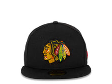 Load image into Gallery viewer, Chicago Blackhawks NHL Fitted Cap Hat Black Crown/Visor Team Color Logo