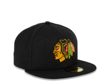 Load image into Gallery viewer, Chicago Blackhawks NHL Fitted Cap Hat Black Crown/Visor Team Color Logo