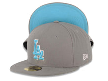 Load image into Gallery viewer, Los Angeles Dodgers New Era MLB 59FIFTY 5950 Fitted Cap Hat Gray Crown/Visor Light Blue/White Logo