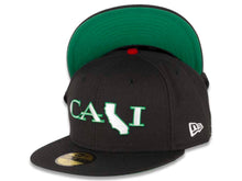 Load image into Gallery viewer, CALI CALIfornia New Era 59FIFTY 5950 Fitted Cap Hat Black Crown/Visor White/Green CALI Script Logo with Map
