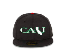 Load image into Gallery viewer, CALI CALIfornia New Era 59FIFTY 5950 Fitted Cap Hat Black Crown/Visor White/Green CALI Script Logo with Map