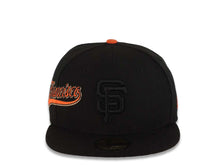 Load image into Gallery viewer, San Francisco Giants New Era MLB 59FIFTY 5950 Fitted Cap Hat Black Crown/Visor Black Logo with Orange Sideword Text