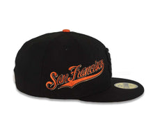 Load image into Gallery viewer, San Francisco Giants New Era MLB 59FIFTY 5950 Fitted Cap Hat Black Crown/Visor Black Logo with Orange Sideword Text