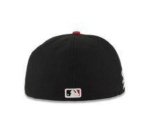 Load image into Gallery viewer, Los Angeles Dodgers New Era MLB Fitted Cap Hat Black Crown/Visor Black Logo With White Sideword Text Red UV