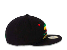 Load image into Gallery viewer, California Republic New Era 59FIFTY 5950 Fitted Melton Cap Hat Black Crown/Visor Gray/Yellow/Red Logo Green UV