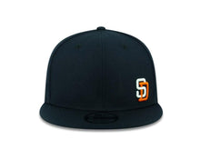 Load image into Gallery viewer, San Diego Padres New Era MLB 9FIFTY 950 Snapback Cap Hat Navy Crown/Visor White/Orange Side Flaw Logo