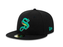 Load image into Gallery viewer, Saraperos de Saltillo New Era LMB 59FIFTY 5950 Fitted Cap Hat Black Crown/Visor Team Color Logo