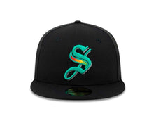 Load image into Gallery viewer, Saraperos de Saltillo New Era LMB 59FIFTY 5950 Fitted Cap Hat Black Crown/Visor Team Color Logo