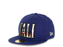 Load image into Gallery viewer, CALI CALIfornia New Era 59FIFTY 5950 Fitted Cap Hat Royal Blue Crown/Visor California Flag Inside CALI Script Logo