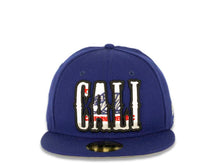 Load image into Gallery viewer, CALI CALIfornia New Era 59FIFTY 5950 Fitted Cap Hat Royal Blue Crown/Visor California Flag Inside CALI Script Logo
