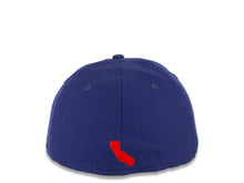 Load image into Gallery viewer, CALI CALIfornia New Era 59FIFTY 5950 Fitted Cap Hat Royal Blue Crown/Visor California Flag Inside CALI Script Logo