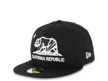 Load image into Gallery viewer, California Replubic New Era 59FIFTY 5950 Fitted Cap Hat Black Crown/Visor Black/White Bear Logo