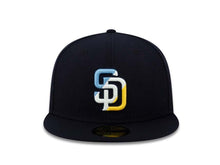 Load image into Gallery viewer, San Diego Padres New Era MLB 59FIFTY 5950 Fitted Cap Hat Navy Crown/Visor Blue/White/Yellow Diagonal Logo