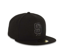 Load image into Gallery viewer, San Diego Padres New Era MLB 59FIFTY 5950 Fitted Cap Hat Black Crown/Visor Black/Dark Gray Logo