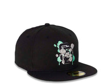 Load image into Gallery viewer, San Diego Padres New Era MLB 59FIFTY 5950 Cap Hat Black Crown/Visor Black/White/Teal Splatter Logo