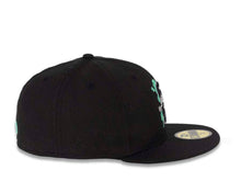 Load image into Gallery viewer, San Diego Padres New Era MLB 59FIFTY 5950 Cap Hat Black Crown/Visor Black/White/Teal Splatter Logo