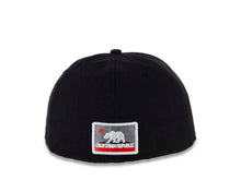 Load image into Gallery viewer, CALI CALIfornia New Era 59FIFTY 5950 Fitted Cap Hat Black Crown/Visor White/Gray/Red Bear Spelled Script Logo