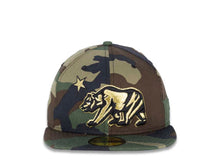 Load image into Gallery viewer, California Republic New Era 59FIFTY 5950 Fitted Cap Hat Camo Crown/Visor Metallic Gold/Black X-Large Logo