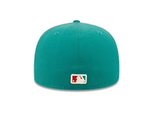 Load image into Gallery viewer, New York Yankees New Era MLB 59FIFTY 5950 Fitted Cap Hat Aqua Crown/Visor Orange/Aqua/White Splatter Logo