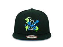 Load image into Gallery viewer, Los Angeles Dodgers New Era MLB 9FIFTY 950 Snapback Cap Hat Black Crown/Visor Black/Blue/Green Splatter Logo