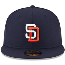 Load image into Gallery viewer, (Youth) San Diego Padres New Era MLB 59Fifty 5950 Fitted Cap Hat Navy Crown/Visor White/Orange Logo (Tony Gwynn Era)