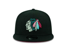 Load image into Gallery viewer, Chicago Blackhawks New Era NHL 9FIFTY 950 Snapback Cap Hat Black Crown/Visor Gray/Teal/Red Logo